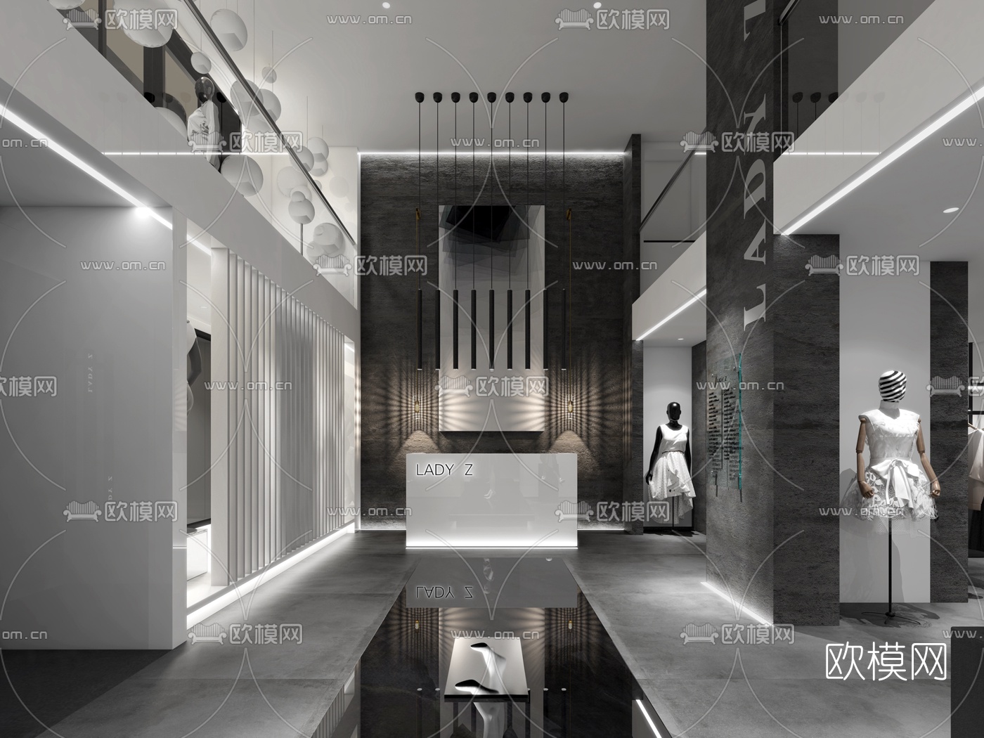 现代女士服装店3d模型-免费3dmax模型库-欧模网