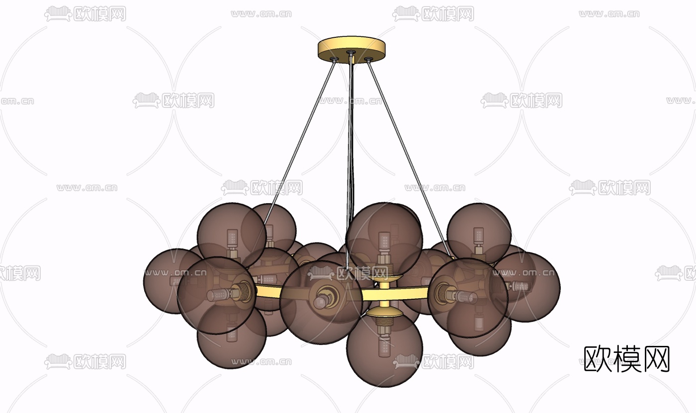 现代玻璃吊灯免费su模型下载