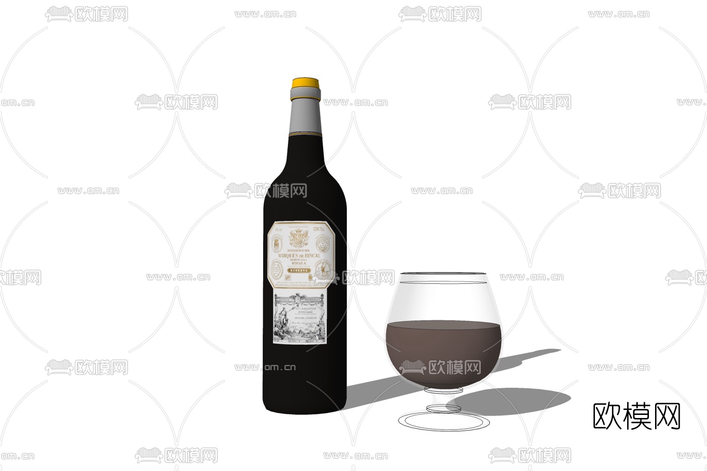 现代红酒酒杯免费su模型下载