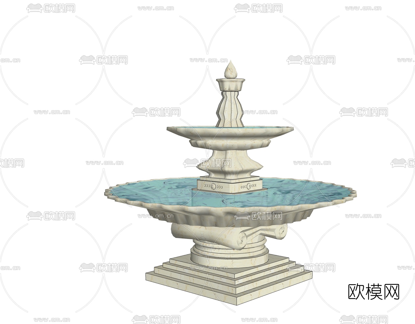 欧式喷泉水景免费su模型下载_ID10276617_sketchup模型下载-欧模网