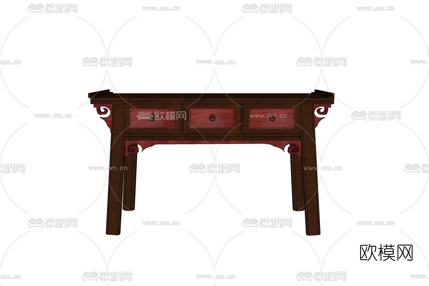 中式端景柜免费su模型下载