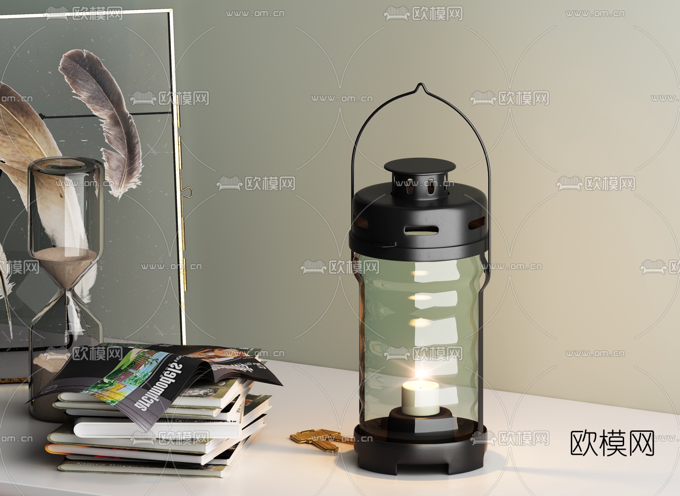 现代沙漏复古烛台灯3d模型下载