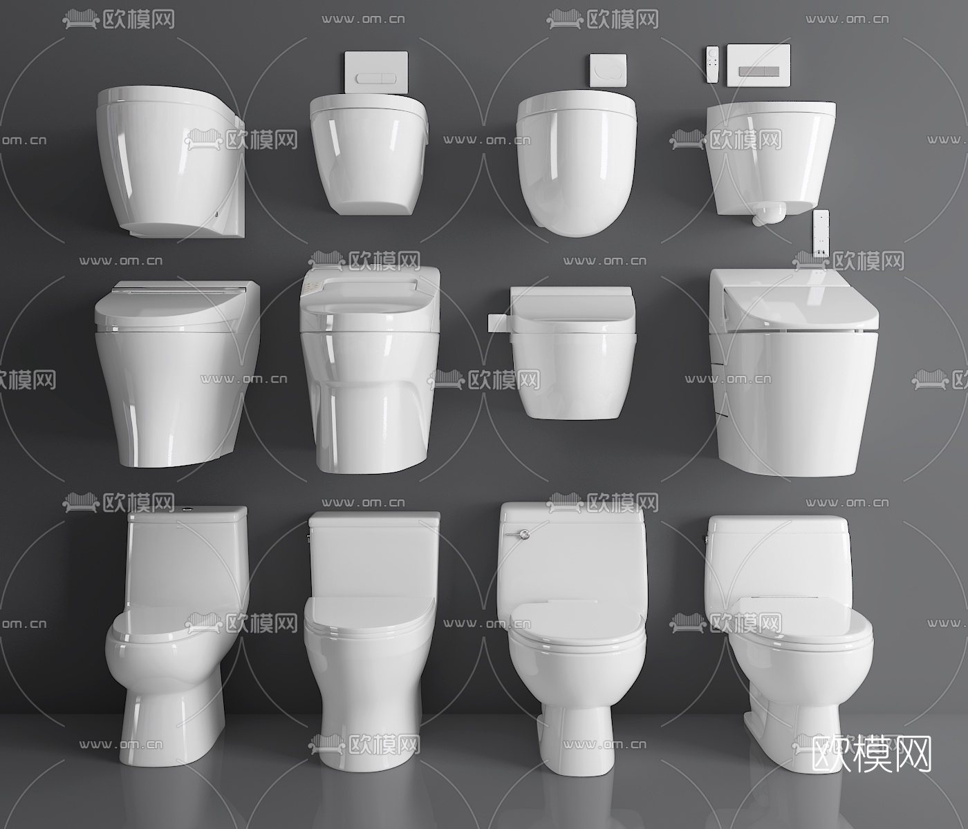 现代马桶组合3d模型