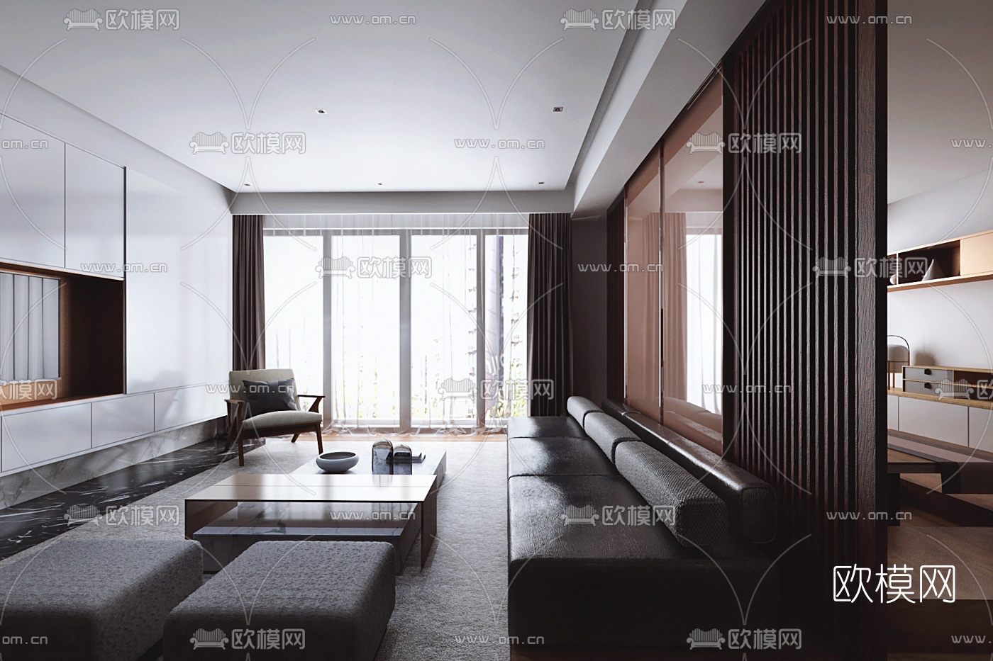 伶居设计 现代客厅3d模型