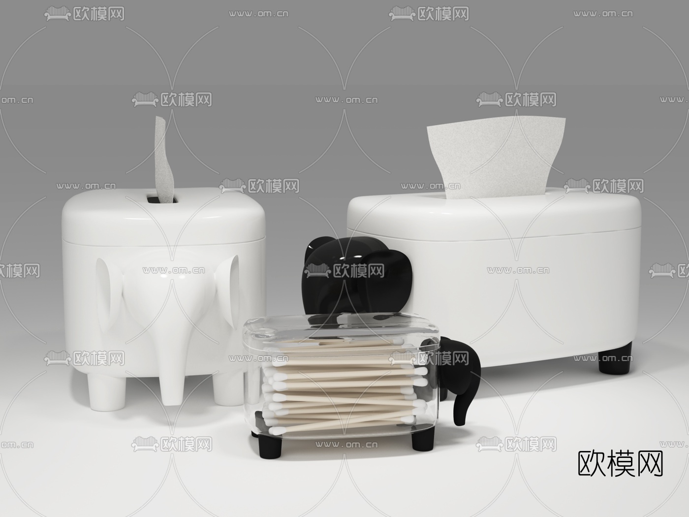 现代纸巾盒棉签盒3d模型