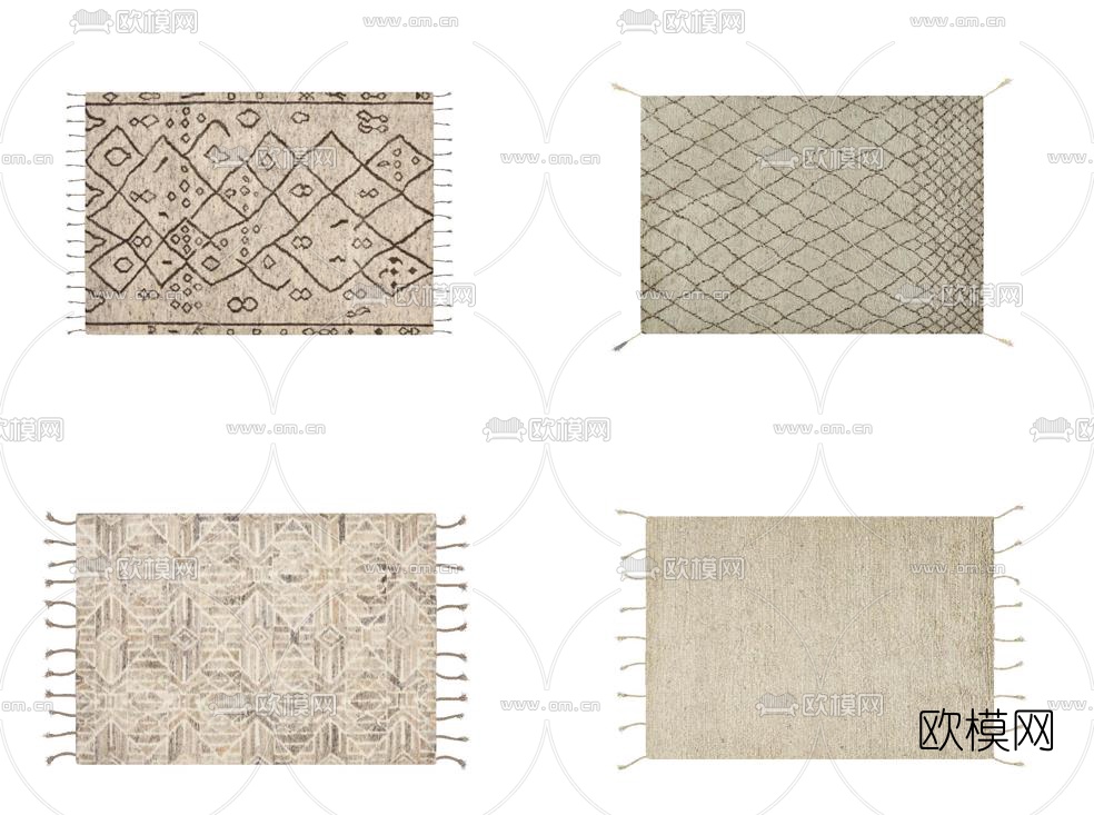 现代布艺几何地毯su模型下载