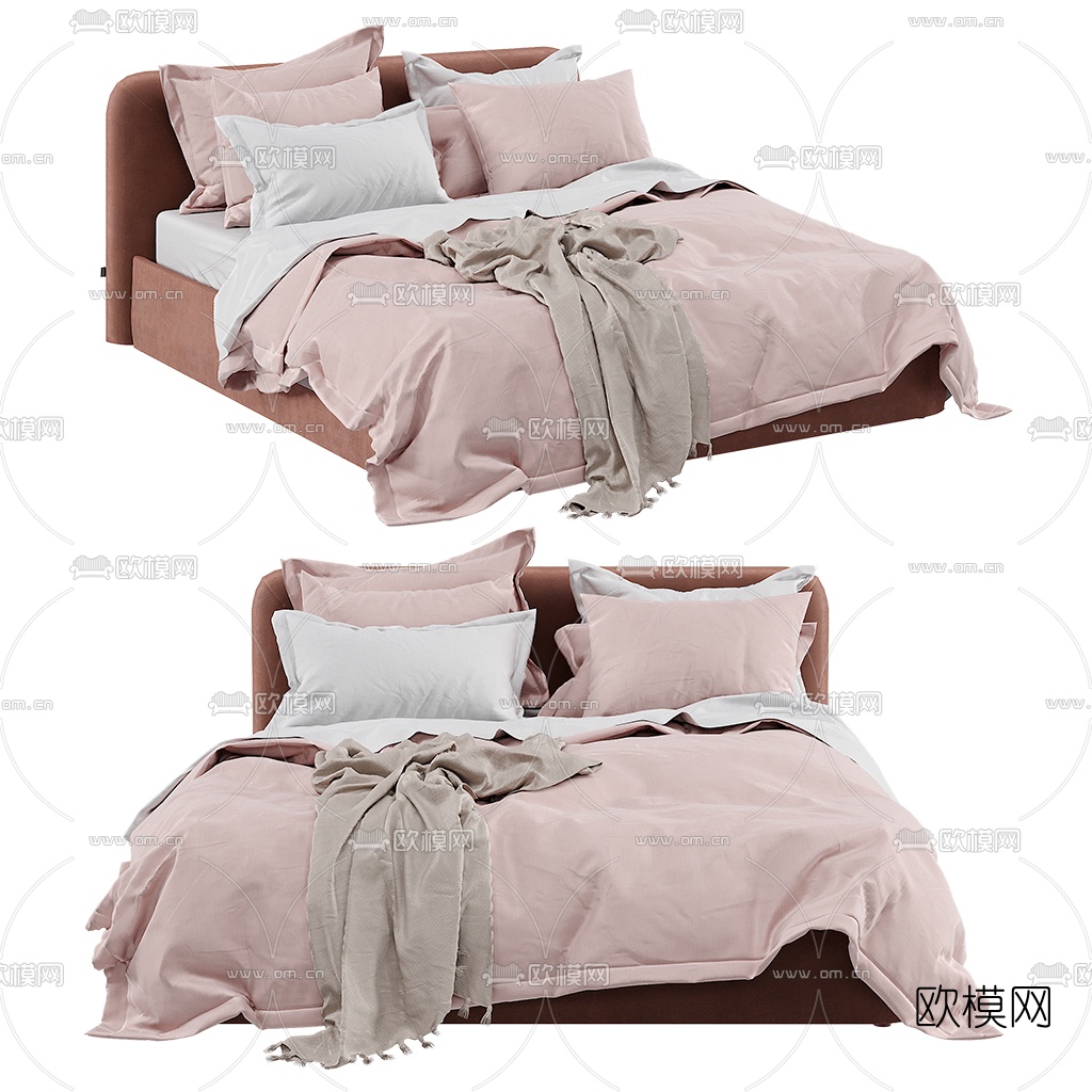 Meridiani 现代布艺双人床3d模型下载