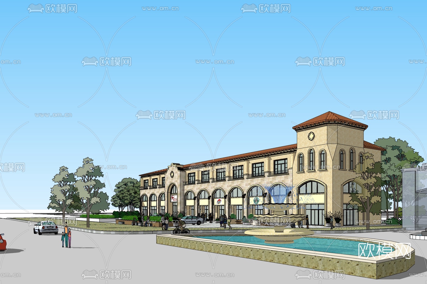 欧式商业街免费su模型下载