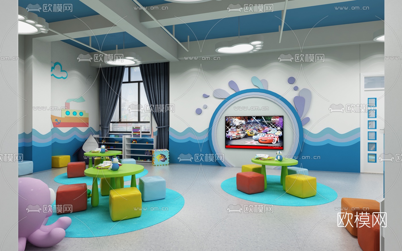 现代幼儿园教室3d模型