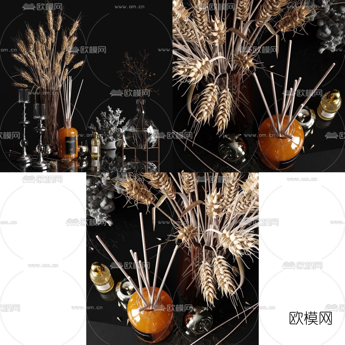 现代花瓶花卉3d模型