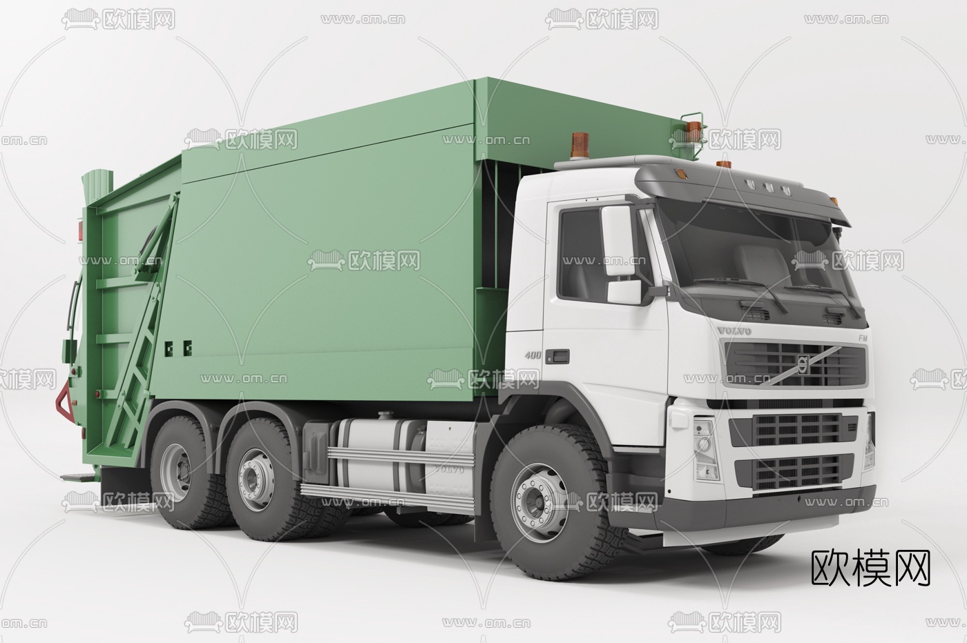 现代垃圾清运车3d模型下载（渲染图1）