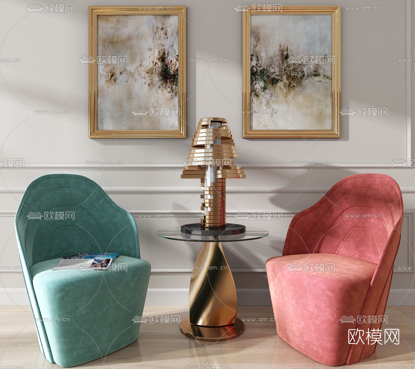 现代休闲沙发组合3d模型下载