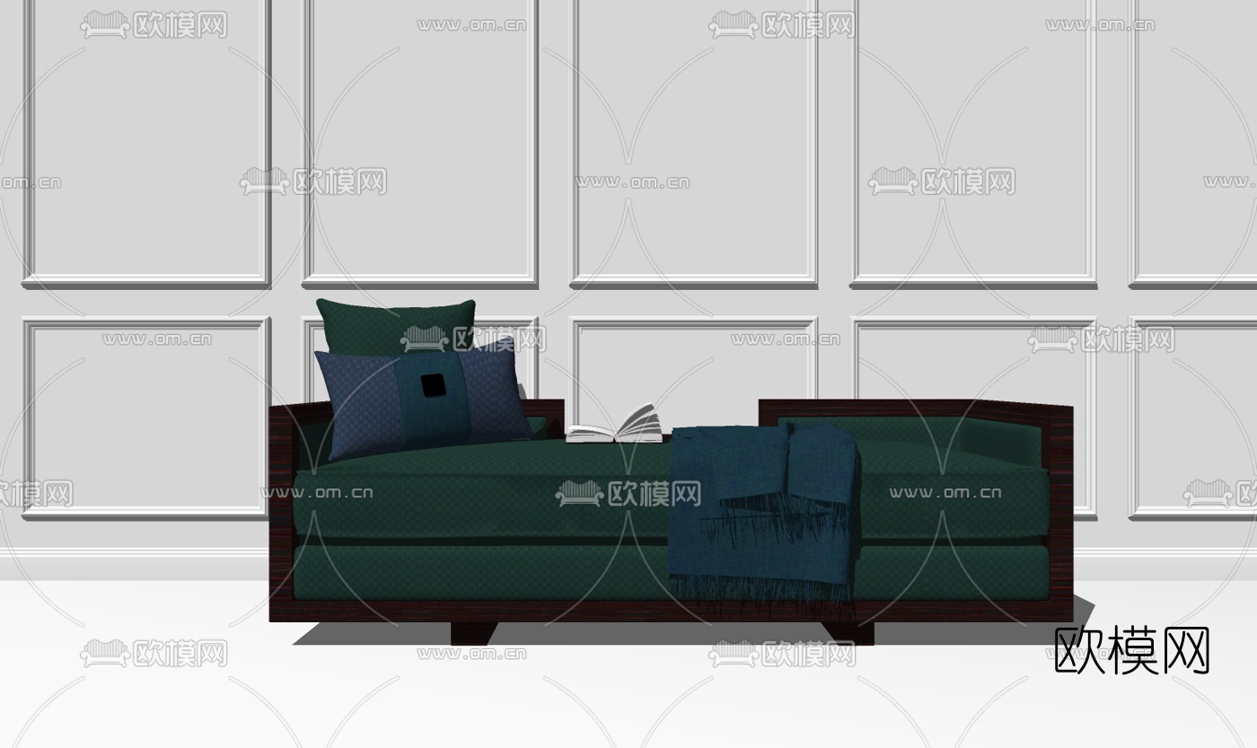 新中式布艺多人沙发su模型下载