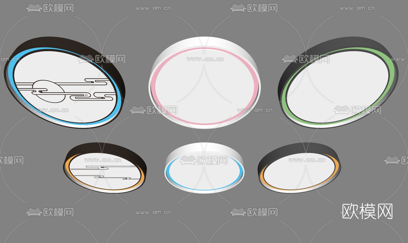 现代圆形吸顶灯su模型下载