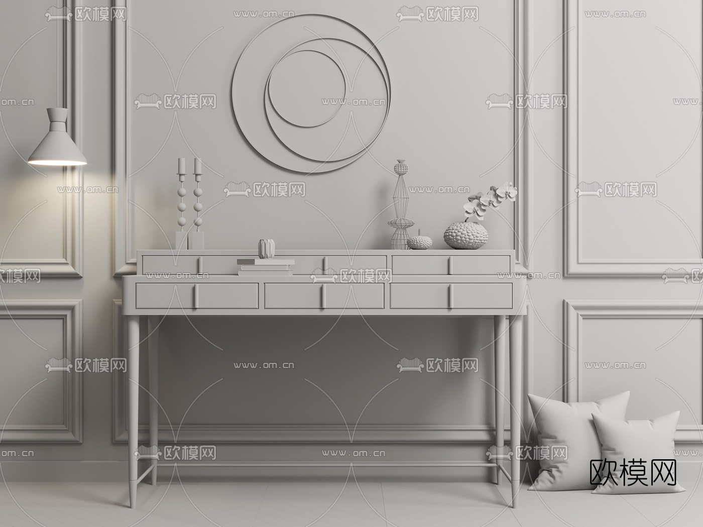 现代轻奢梳妆台3d模型