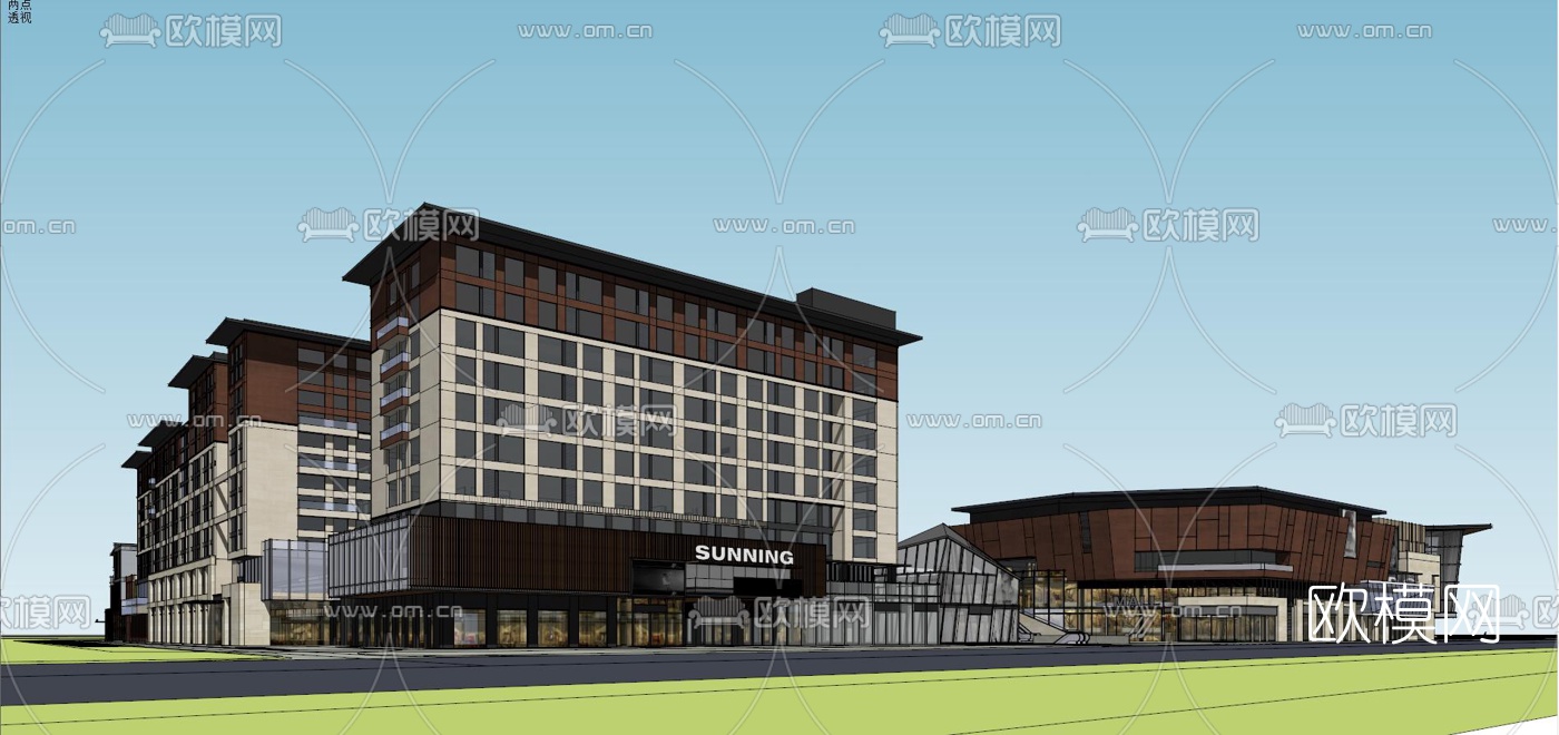 现代商业综合体su模型下载（渲染图6）