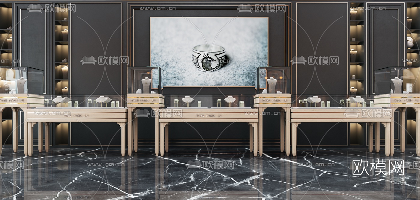 现代珠宝展柜3d模型下载（渲染图1）