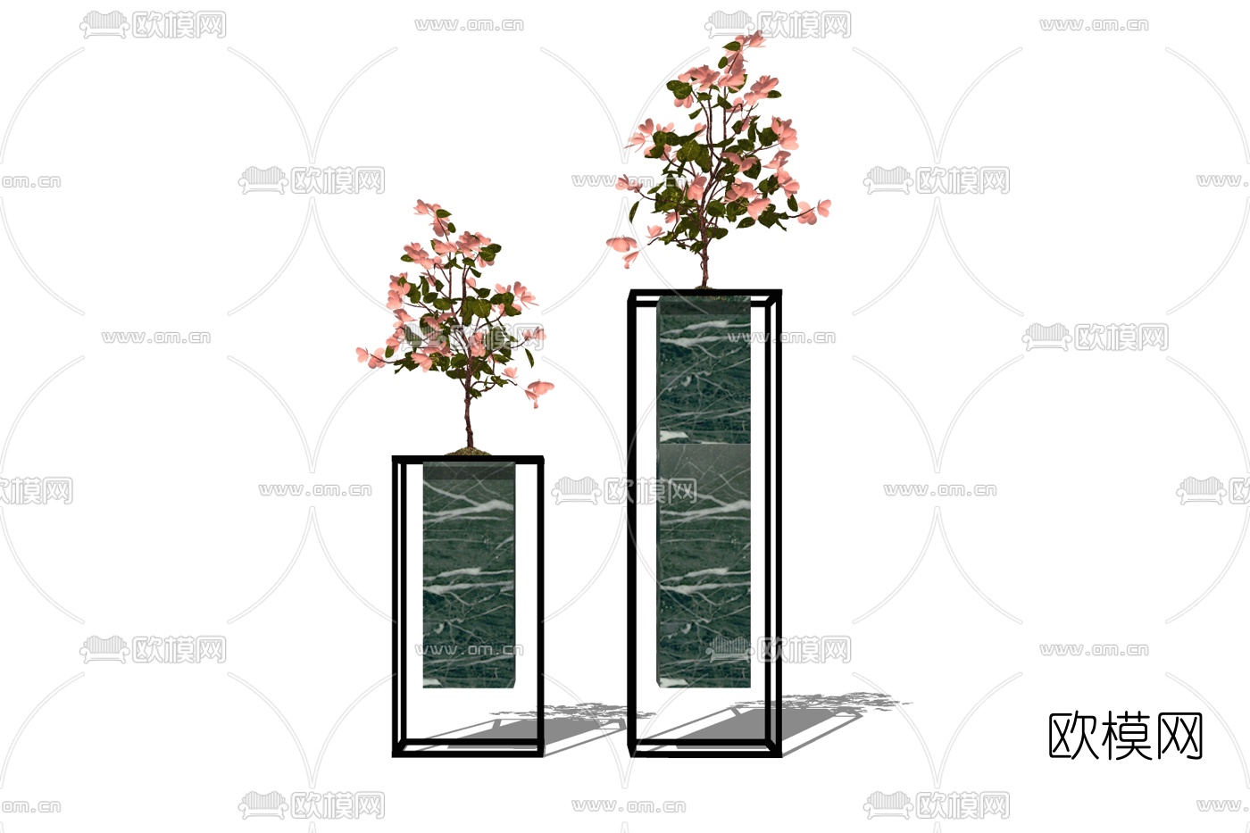 现代绿植盆栽免费su模型下载