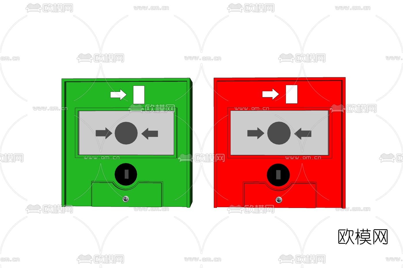现代紧急消防按钮免费su模型下载