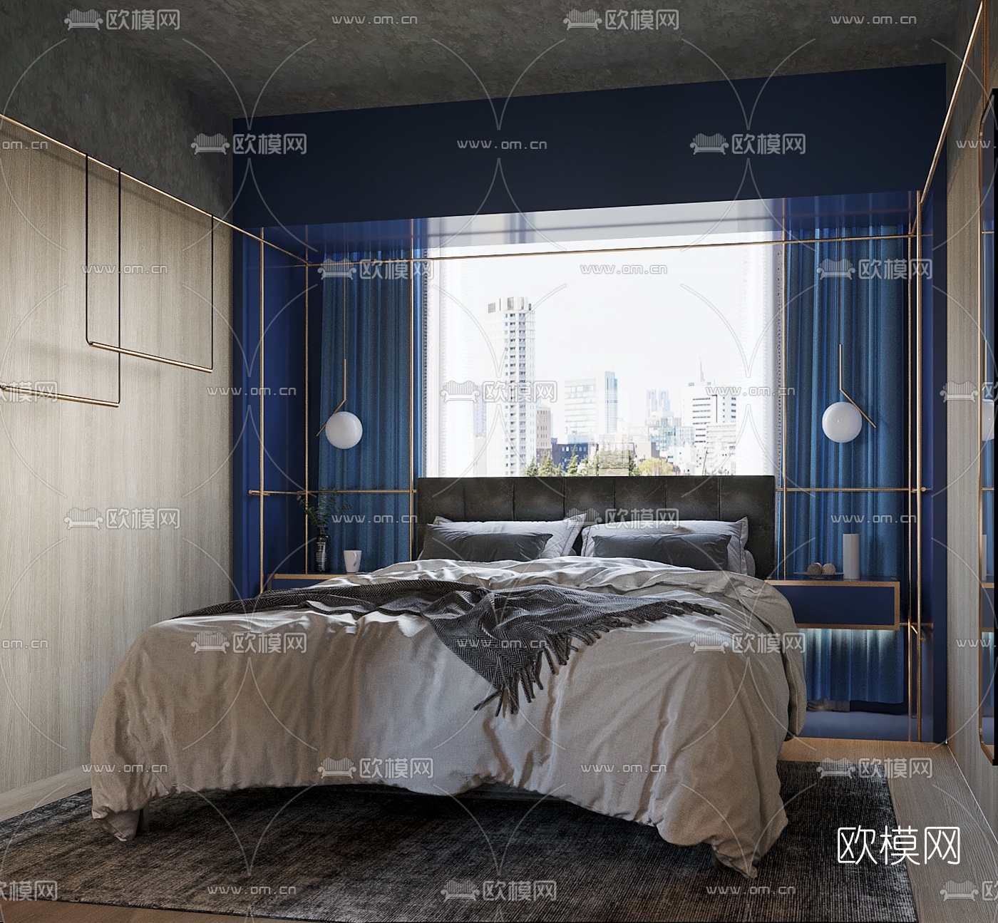 后现代客厅卧室卫生间3d模型下载（渲染图3）