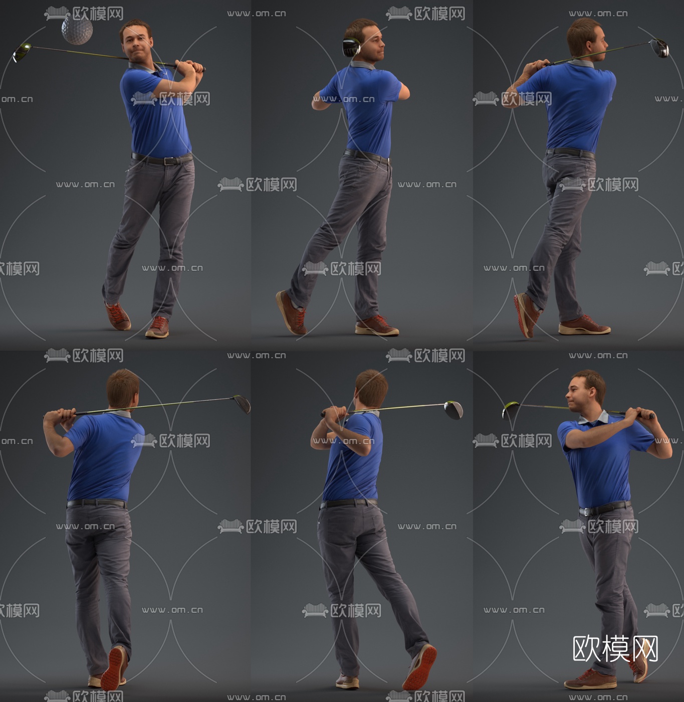 欧式高尔夫男人3d模型