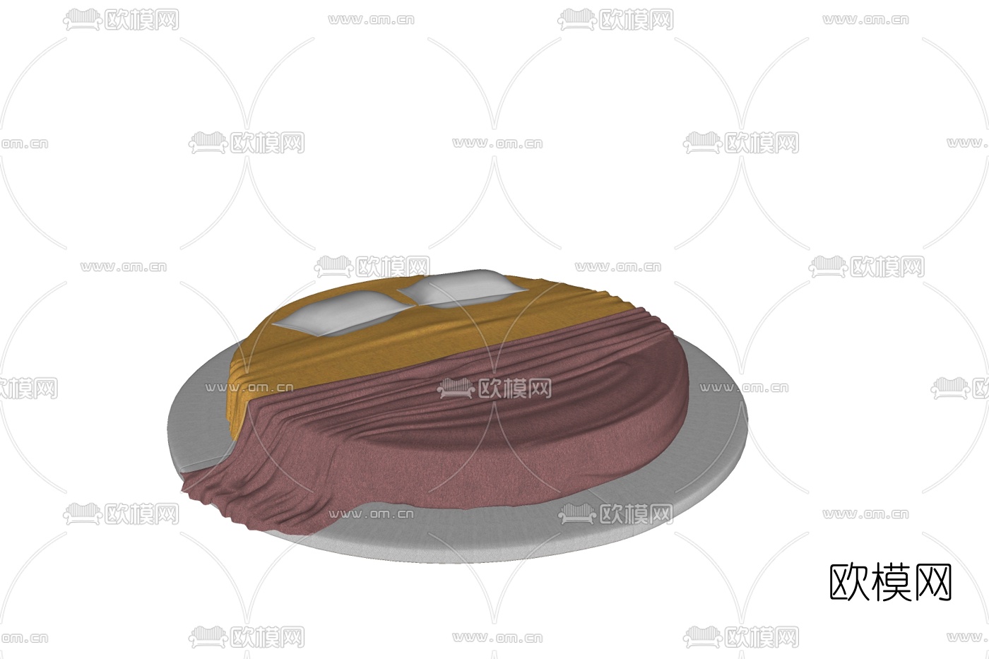 现代圆床免费su模型下载