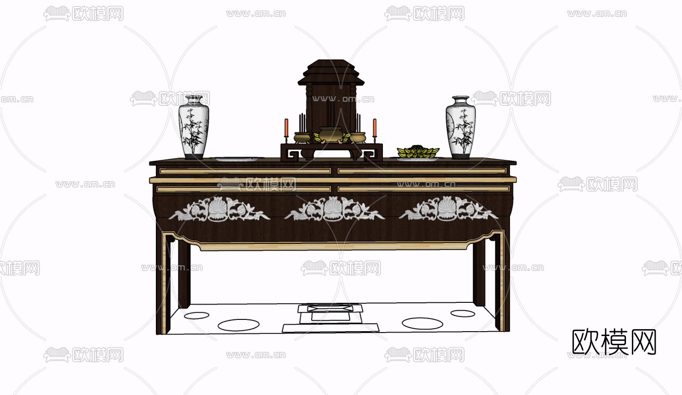 中式实木祭祀案台免费su模型下载
