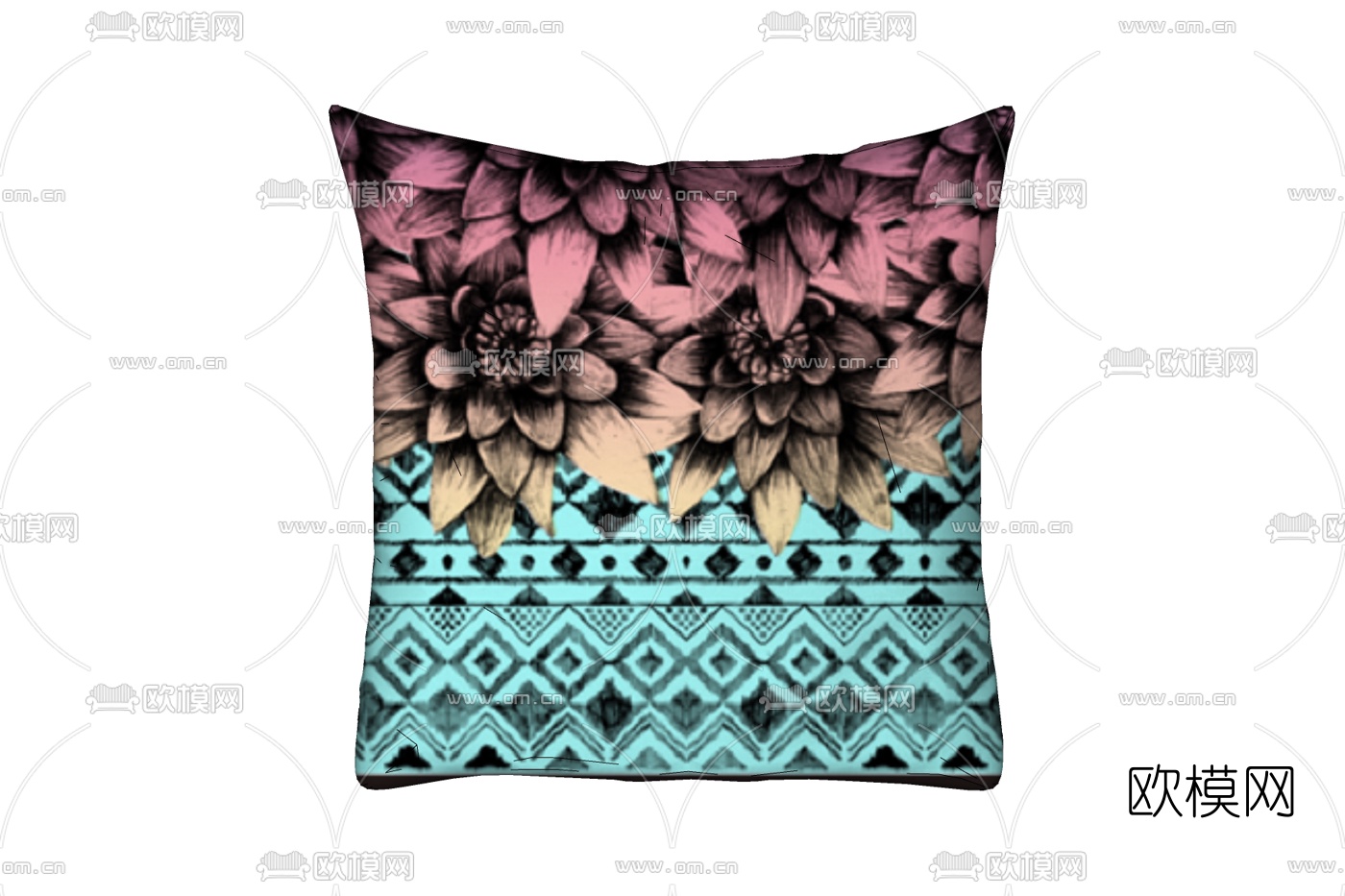 现代布艺印花抱枕免费su模型下载
