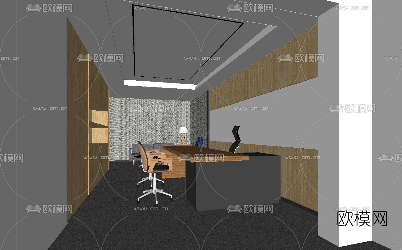 现代敞开式办公室su模型下载（渲染图5）