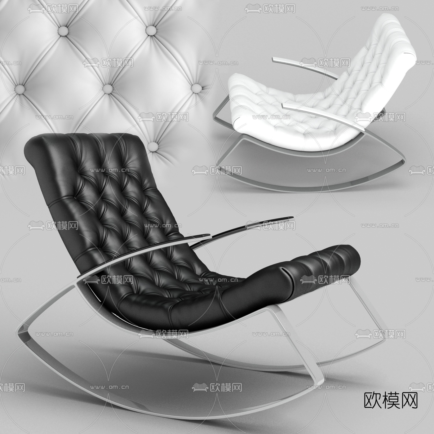 现代皮革休闲摇椅3d模型