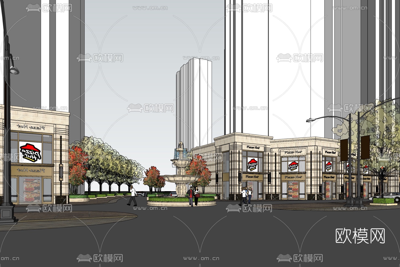 欧式商业街免费su模型下载