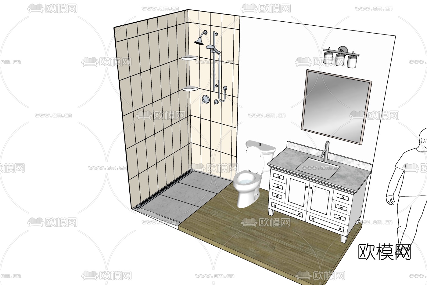 现代卫生间浴室免费su模型下载