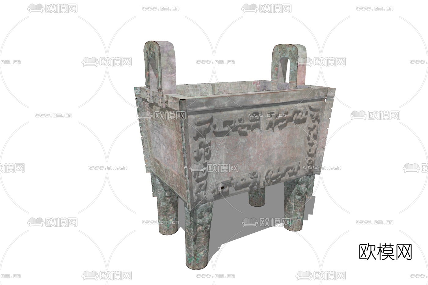 中式青铜鼎免费su模型下载