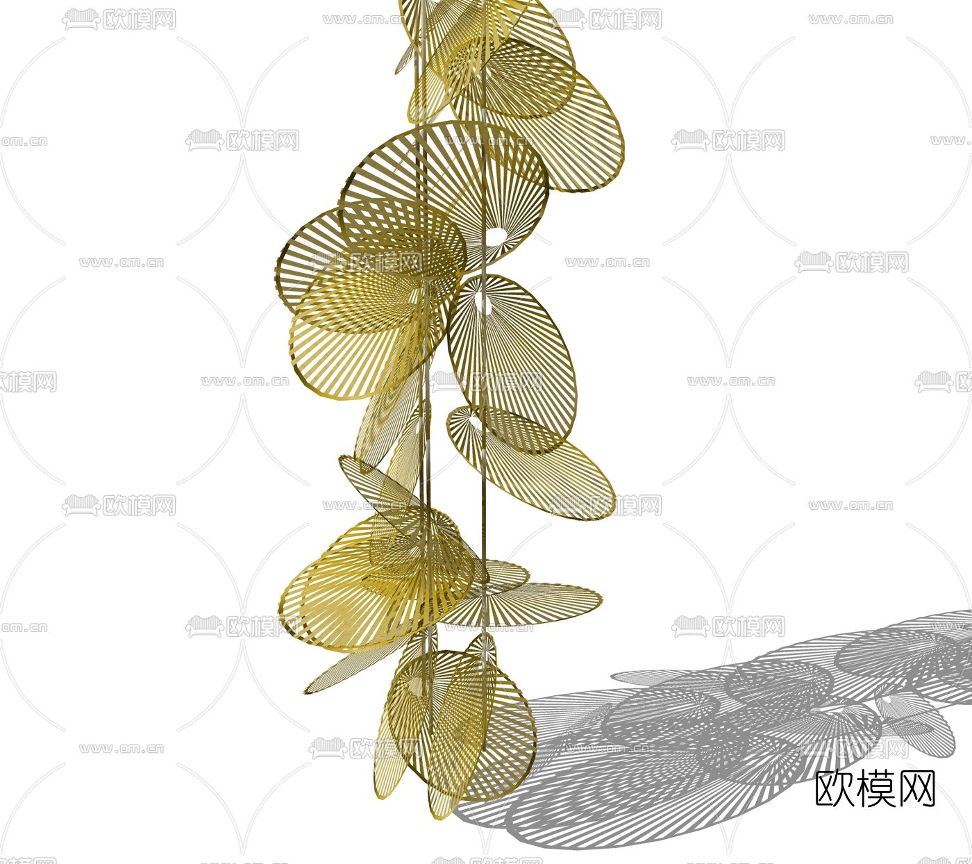 现代扇子吊灯su模型下载
