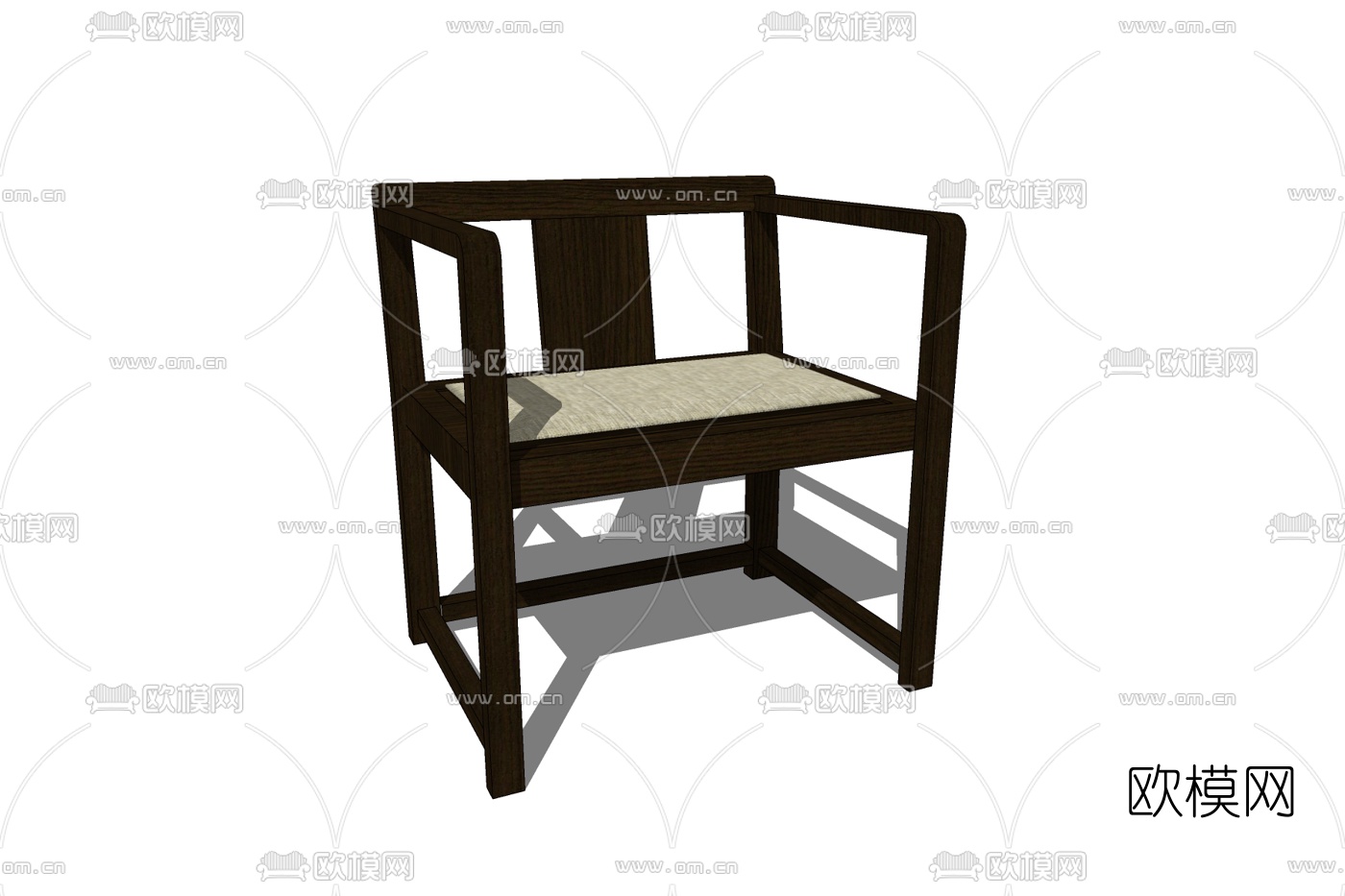 新中式实木单椅免费su模型下载