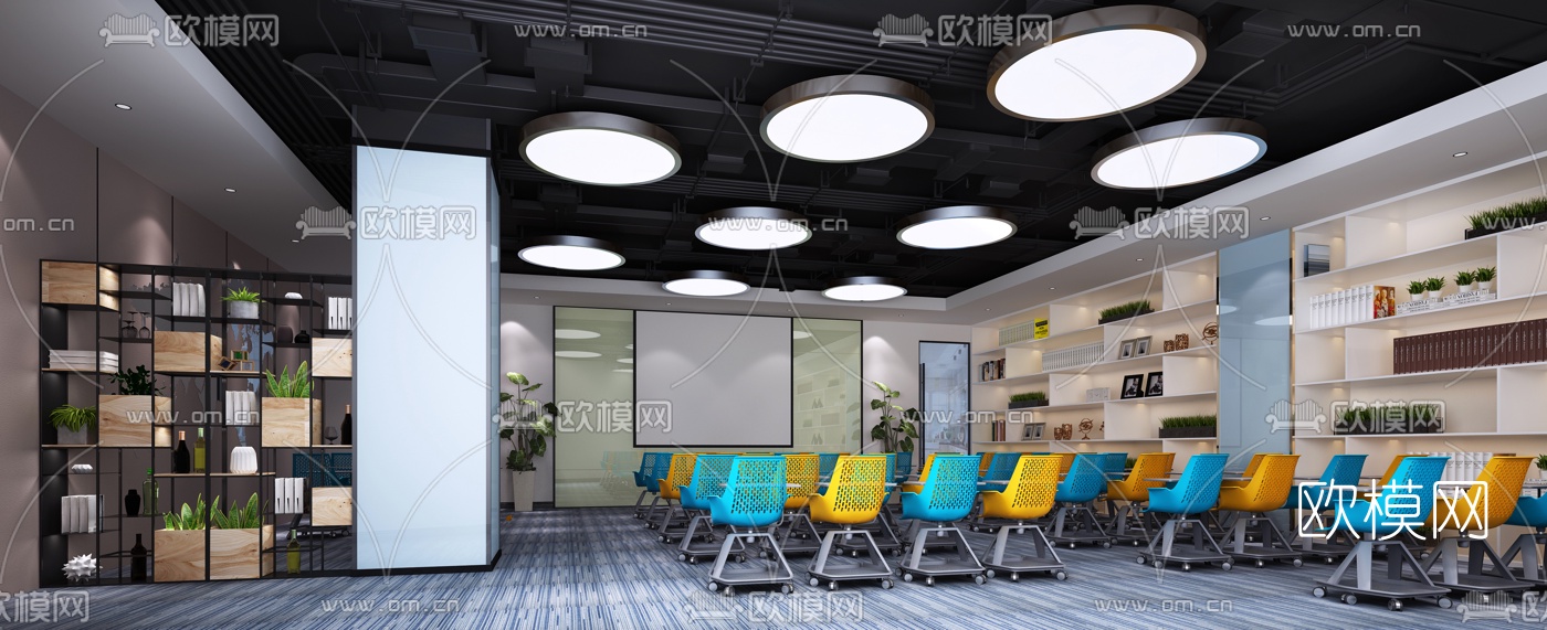 工业风会议室培训室3d模型下载