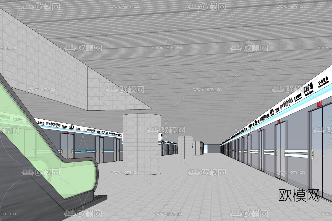 现代地铁站免费su模型下载