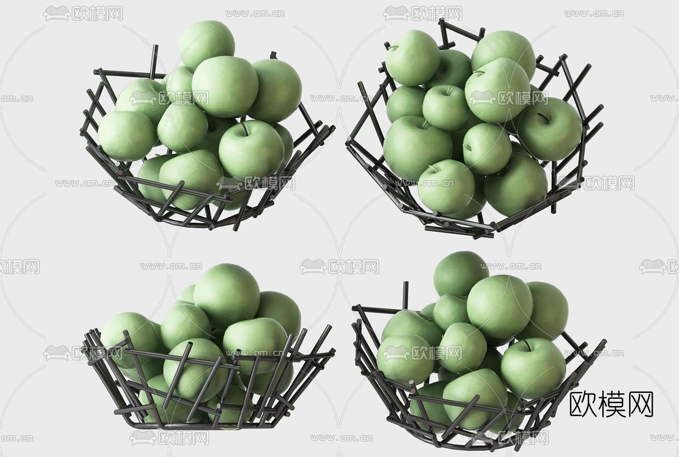 现代青苹果3d模型