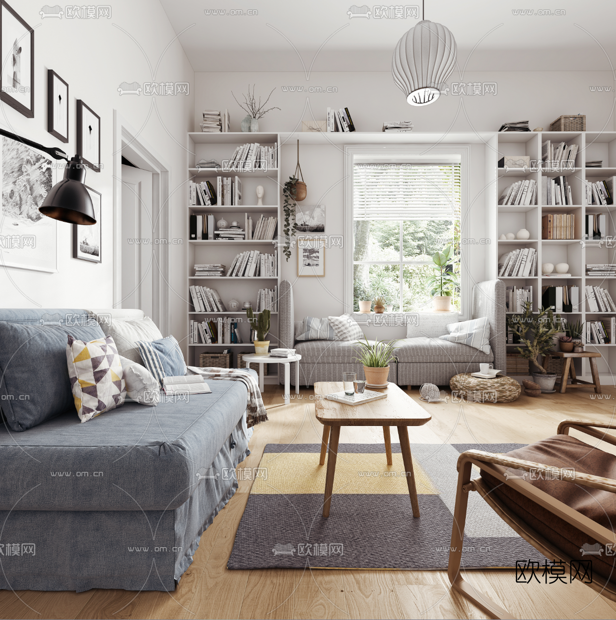 北欧简约休息室3d模型下载