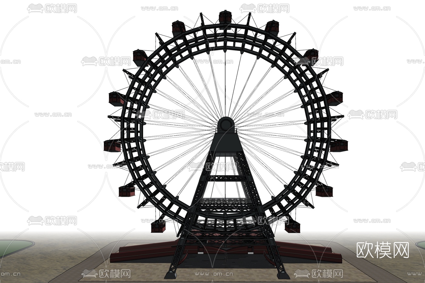 现代摩天轮免费su模型下载