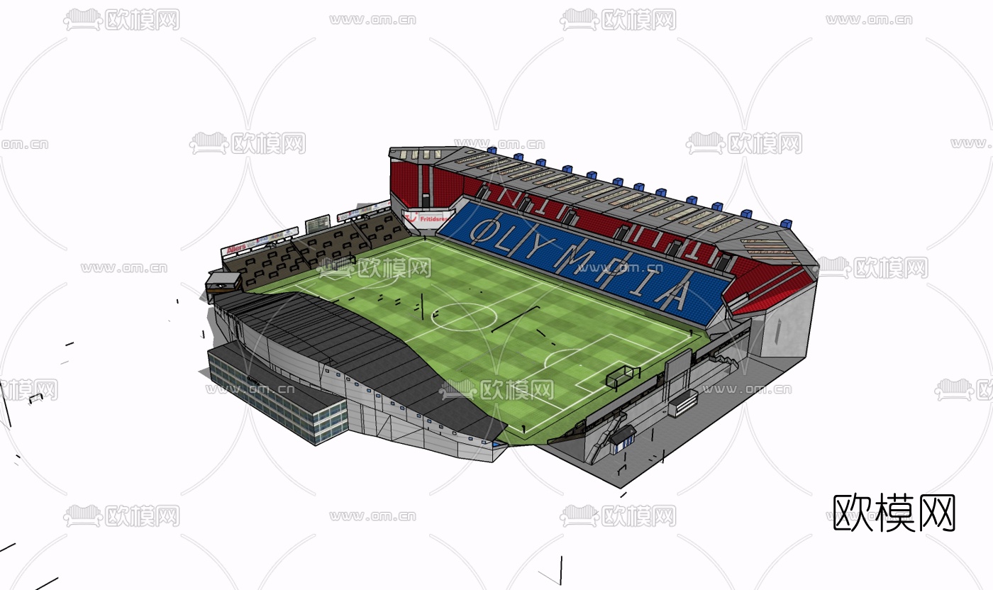 现代足球场免费su模型下载