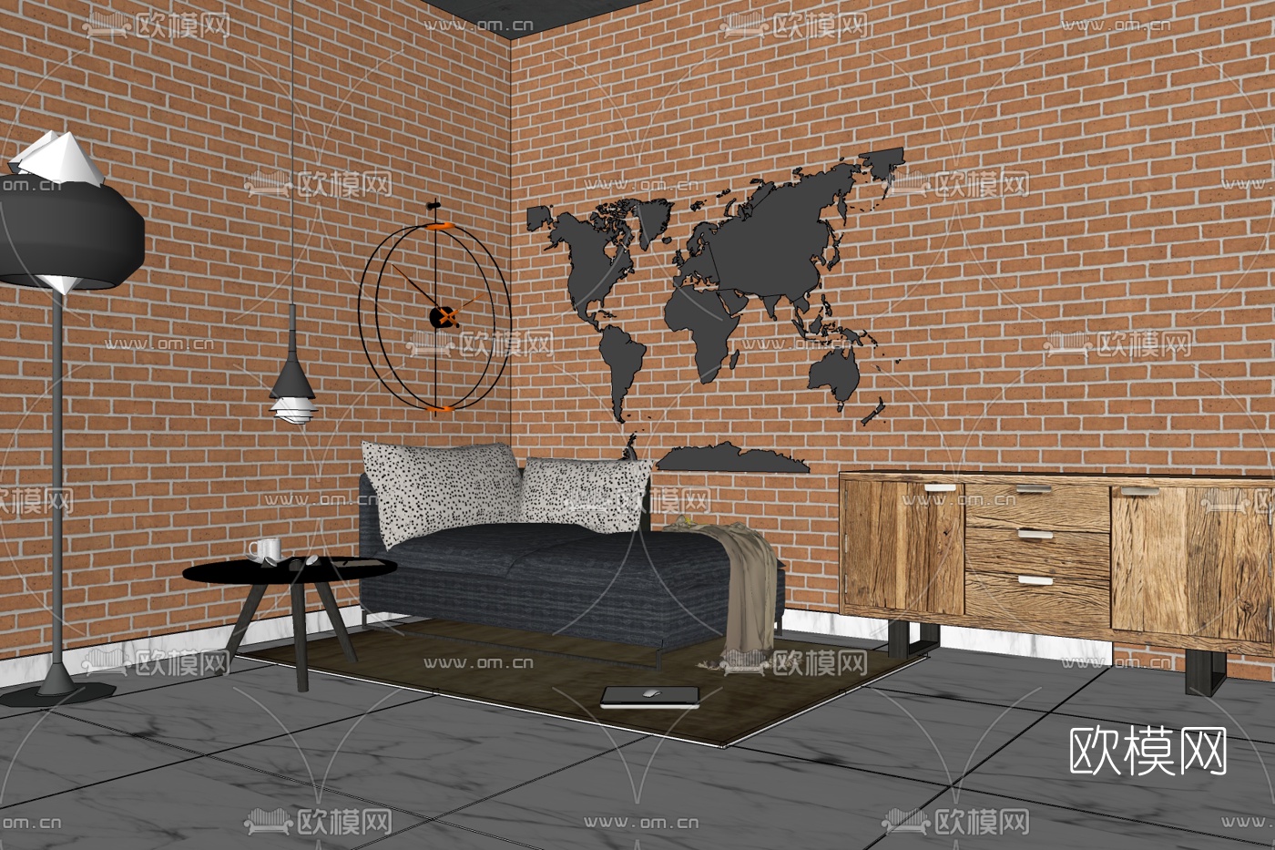 现代布艺贵妃椅免费su模型下载