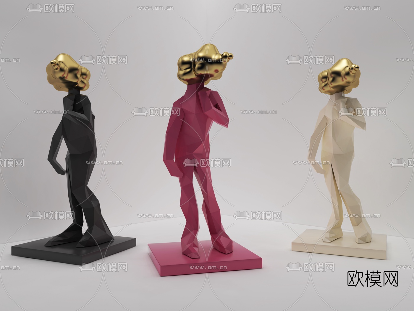 现代抽象人物雕塑摆件3d模型