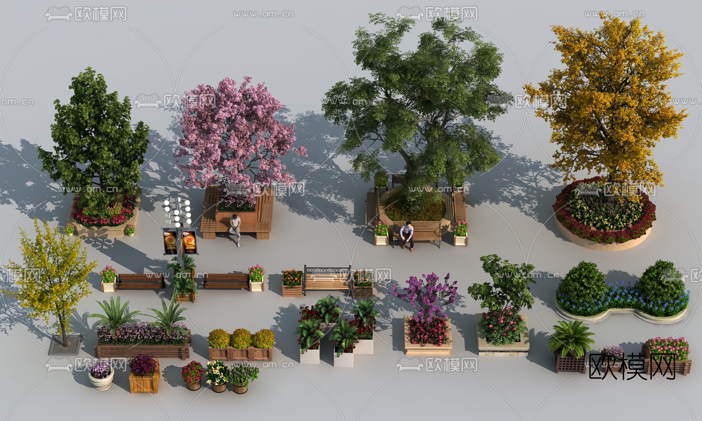 现代植物景观组合3d模型