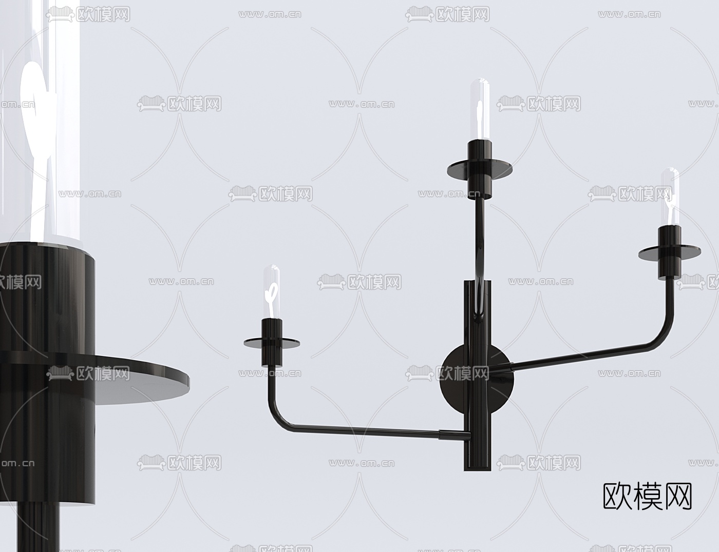 工业风多头壁灯3d模型下载