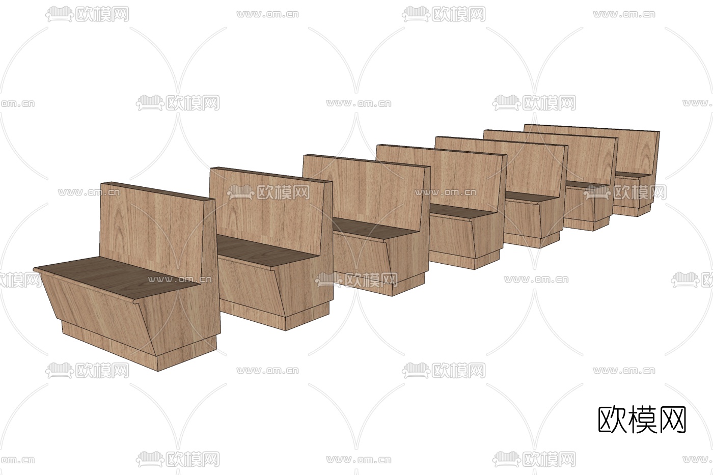 现代原木卡位椅子免费su模型下载