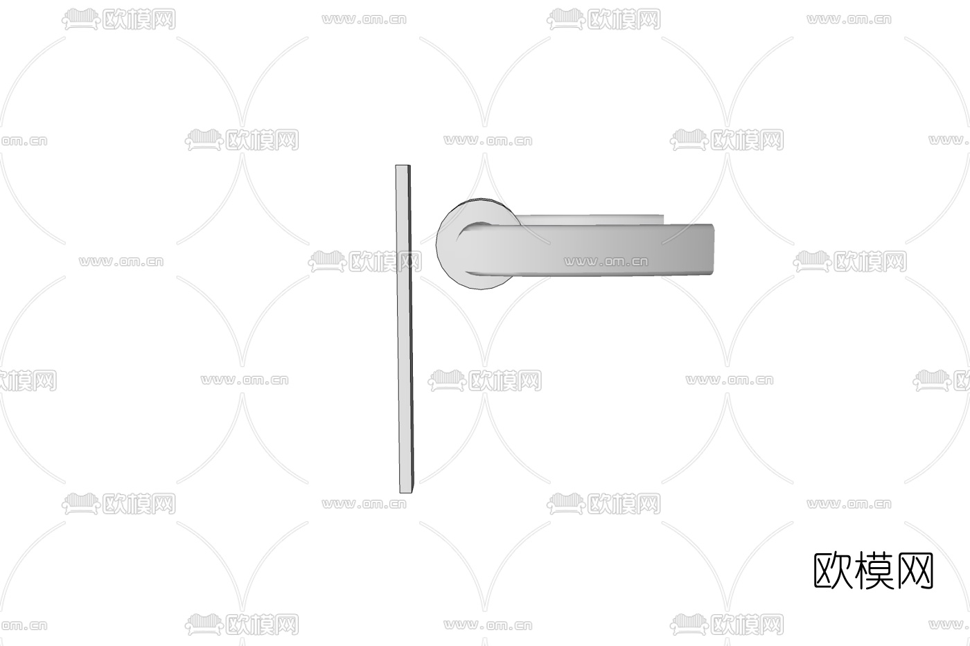 现代金属门把手免费su模型下载