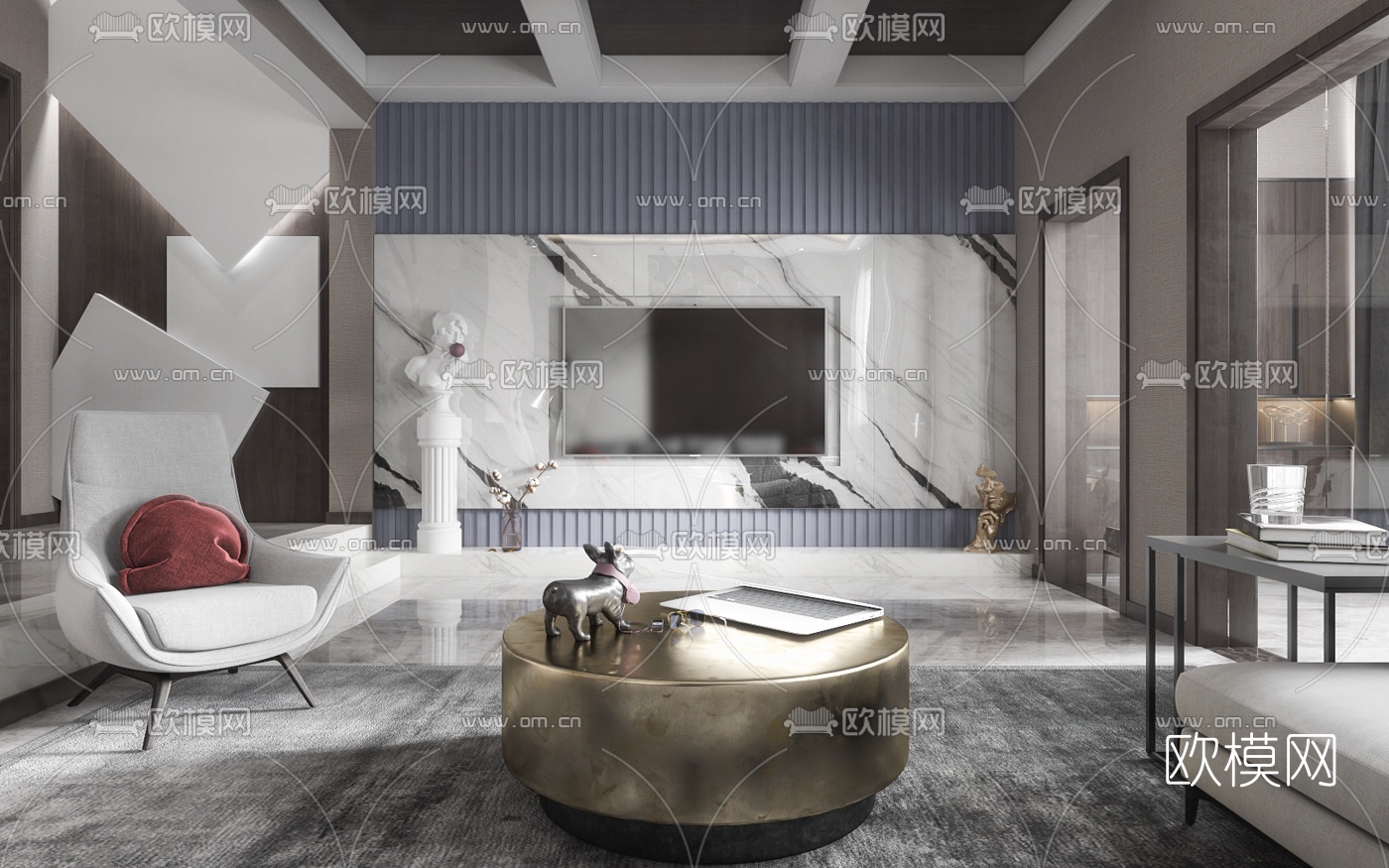 后现代时尚客厅餐厅3d模型