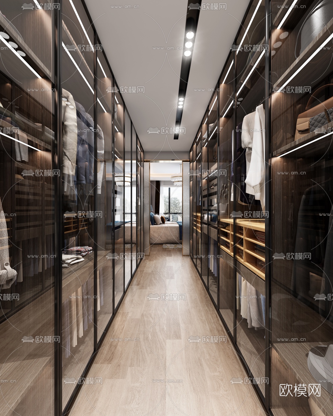 现代轻奢衣帽间3d模型下载