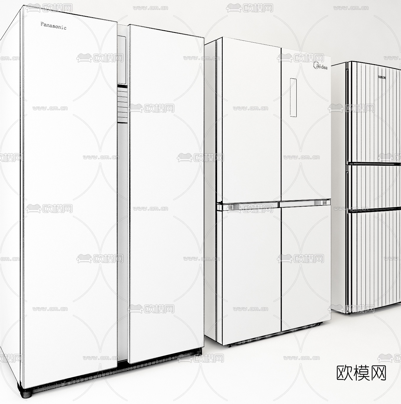 现代双门冰箱3d模型